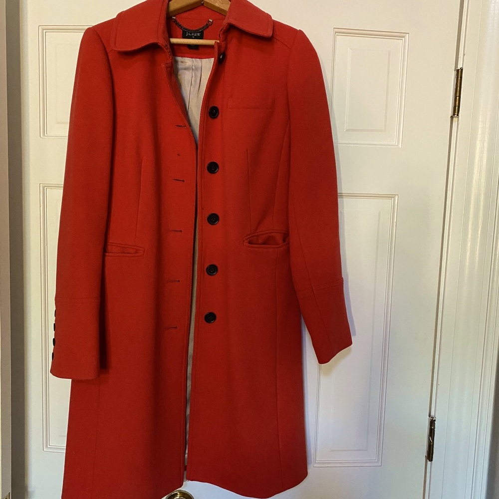 Beautiful orange J crew wool blend coat size 4